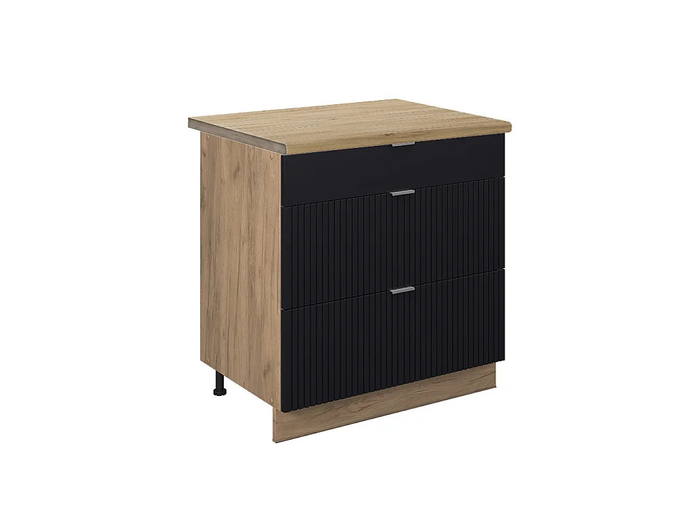 Meuble cuisine noir rayé 80x60x82 fame-line