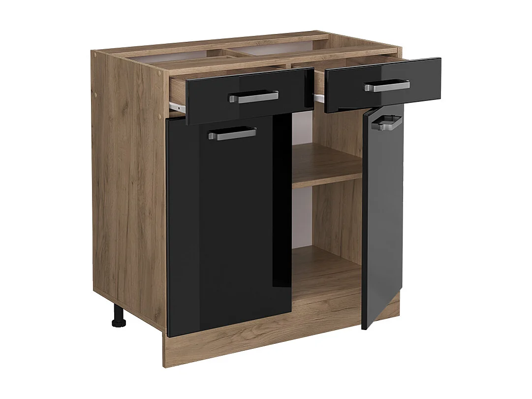 Mueble bajo de cocina negro brillo intenso 80x60x81.6 r-line