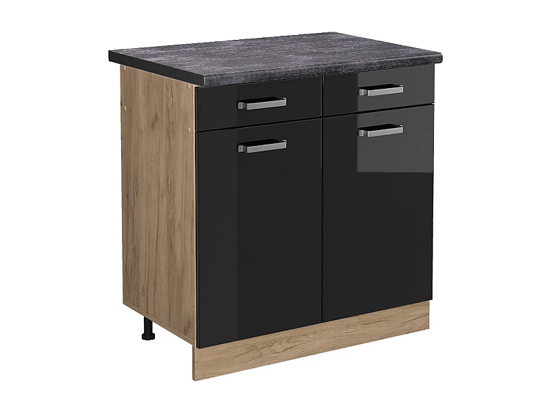 Keukenonderkast zwart hoogglans 80x60x81.6 r-line