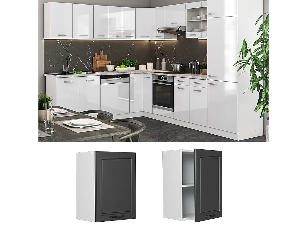 Elément haut de cuisine anthracite campagne 45x31x60 r-line