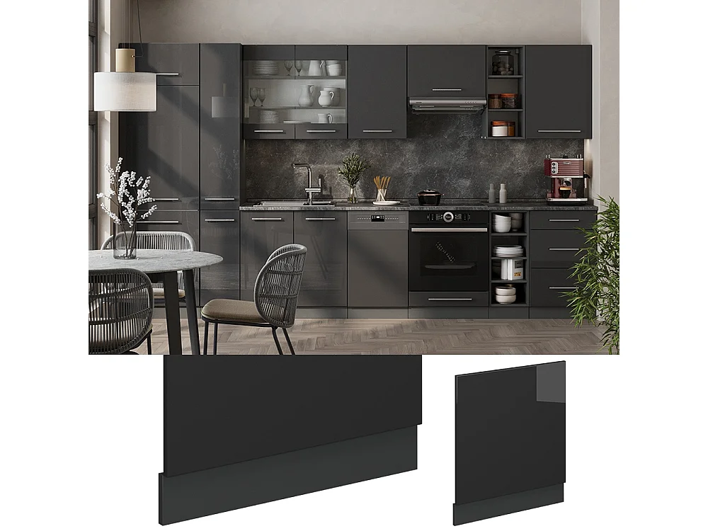 Façade anthracite haute brillance 60x1.6x67.4 fame-line