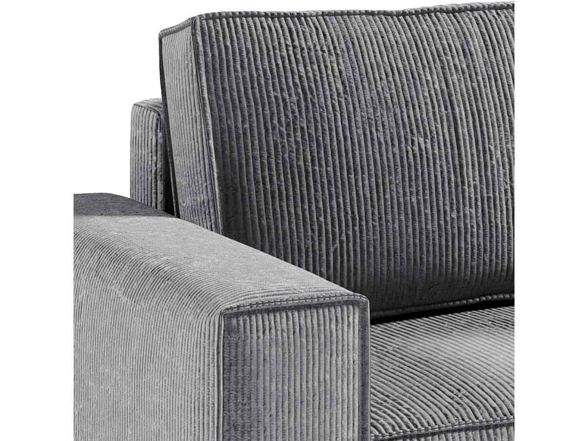 Canapé d'angle réversible et convertible 4 places avec coffre Isaac velours côtelé Gris