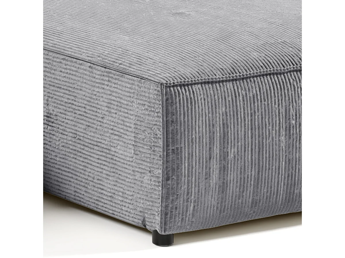 Canapé d'angle réversible et convertible 4 places avec coffre Isaac velours côtelé Gris