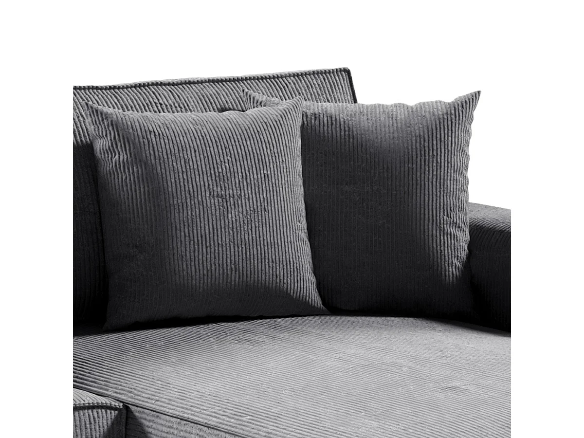 Canapé d'angle réversible et convertible 4 places avec coffre Isaac velours côtelé Gris