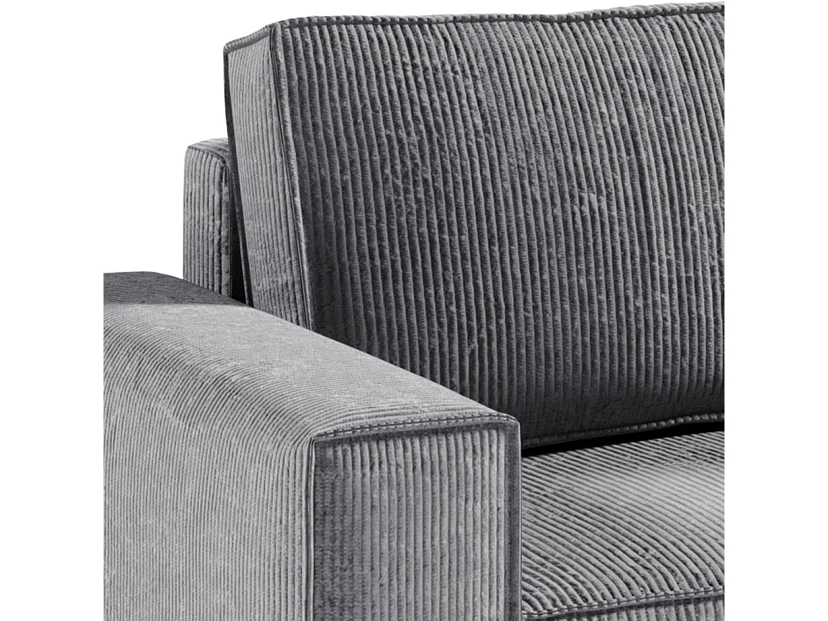 Canapé d'angle convertible 4 places avec coffre en velours gris