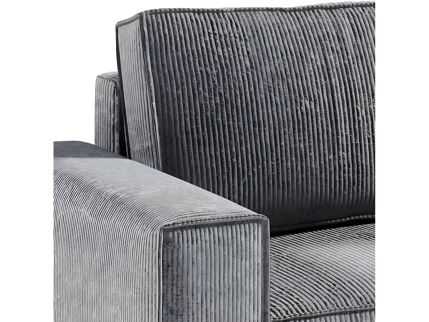 Canapé d'angle réversible et convertible 4 places avec coffre Isaac velours côtelé Gris