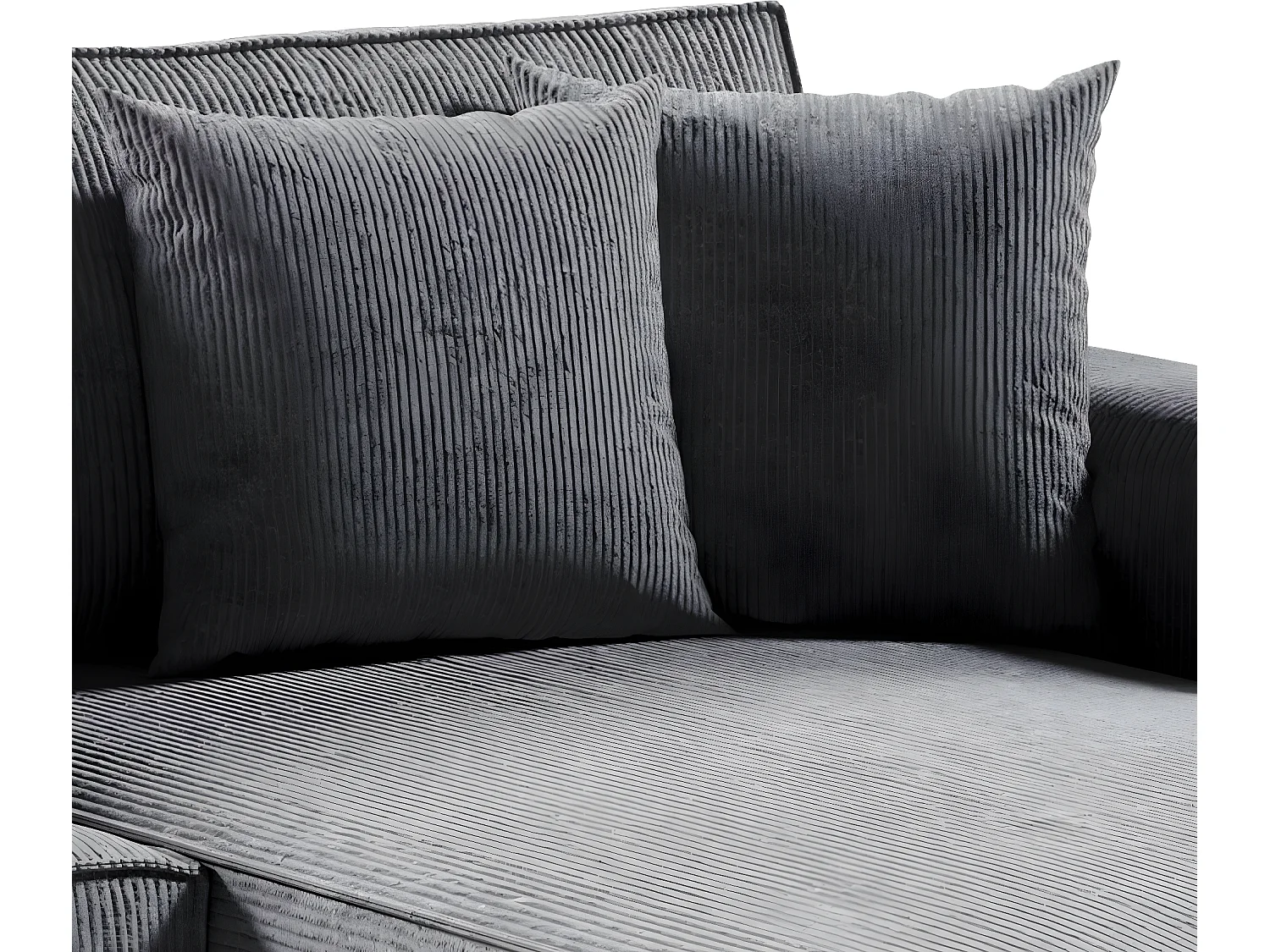 Canapé d'angle réversible et convertible 4 places avec coffre Isaac velours côtelé Gris