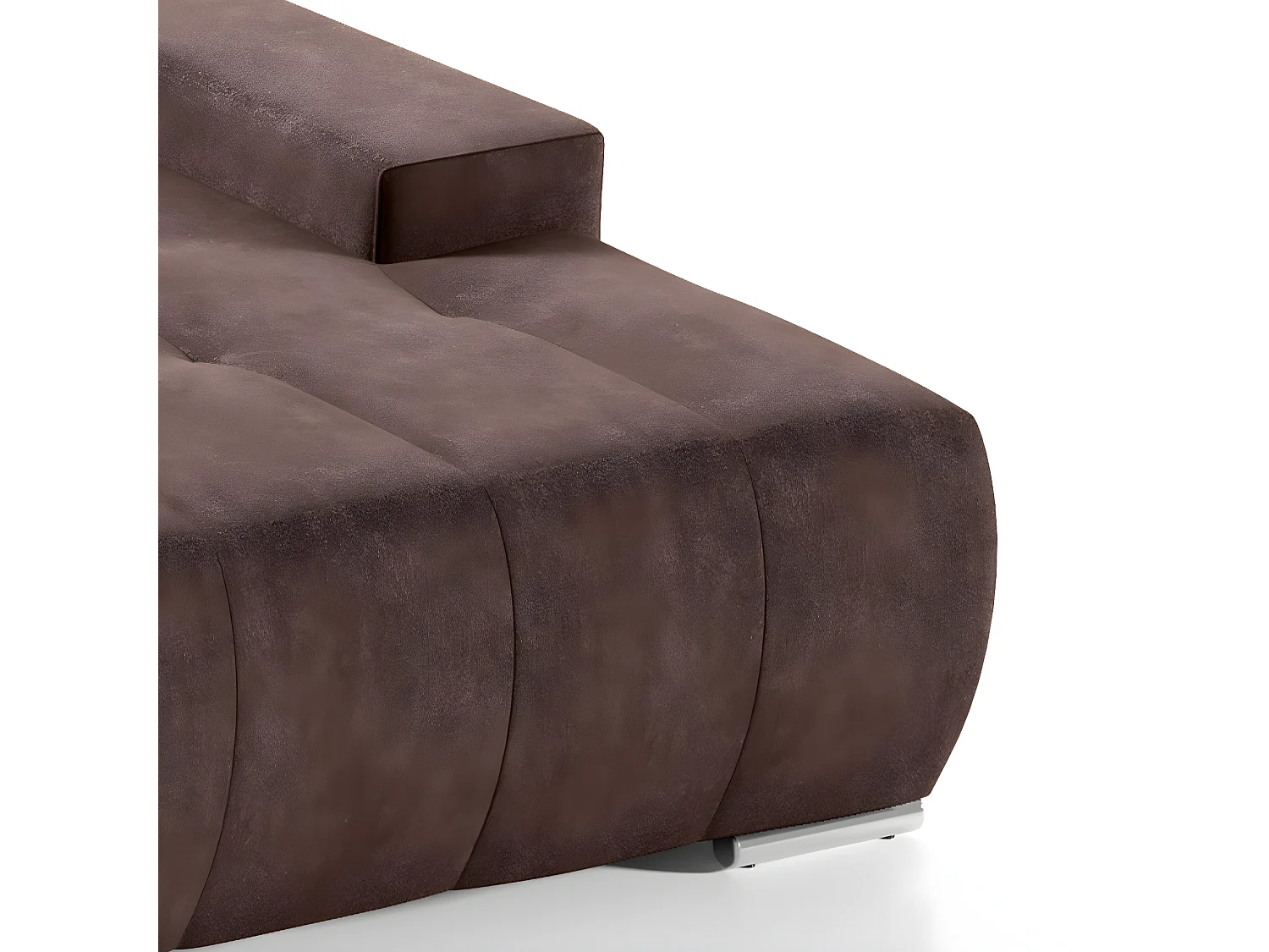 Canapé d'angle convertible droit 4 places avec coffre Jonas Marron