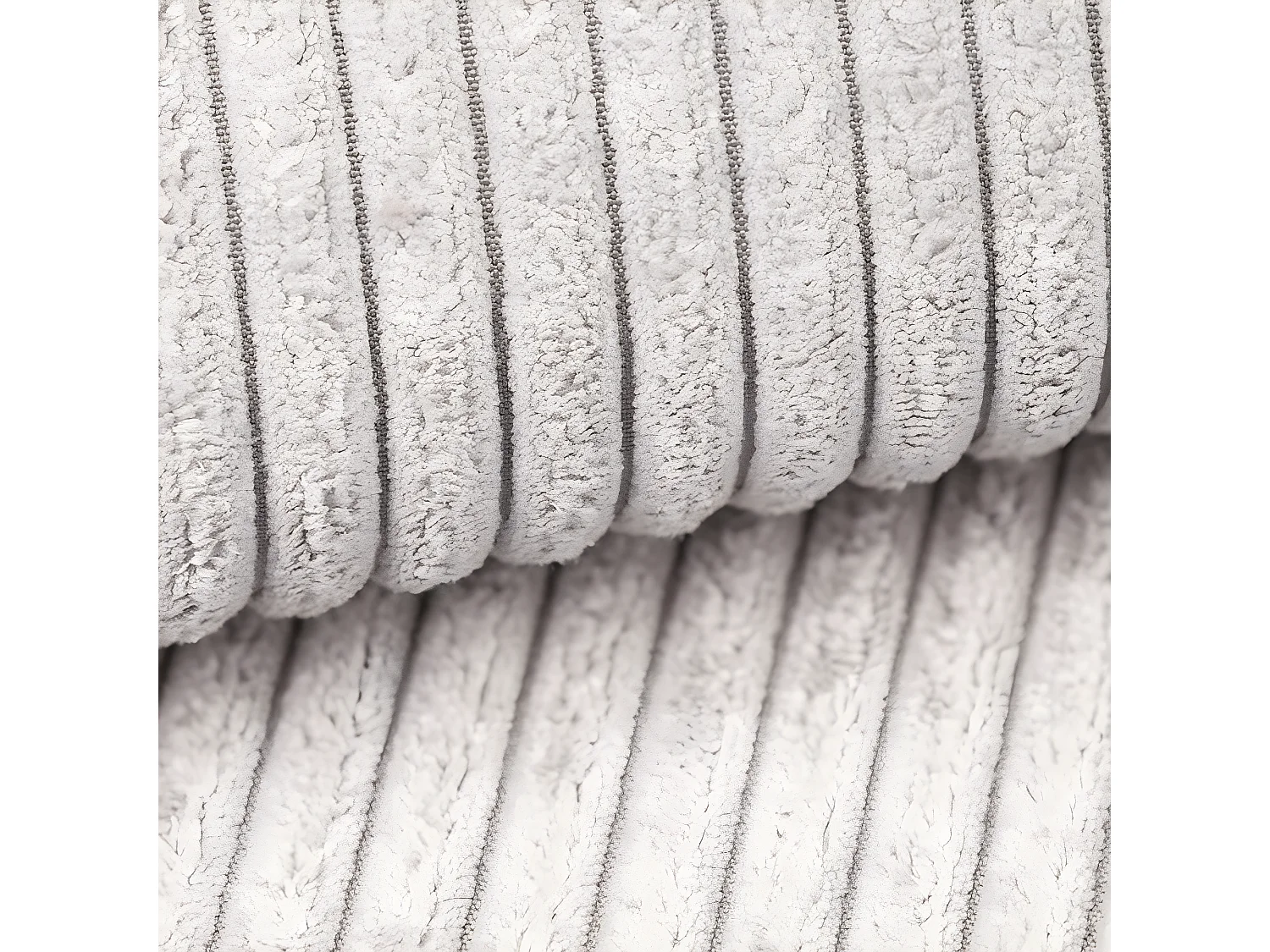 Canapé d'angle réversible et convertible 4 places avec coffre Isaac velours côtelé Blanc Cassé