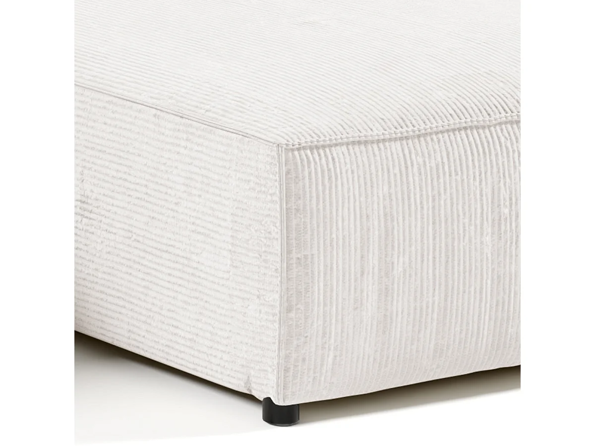 Canapé d'angle réversible et convertible 4 places avec coffre Isaac velours côtelé Blanc Cassé