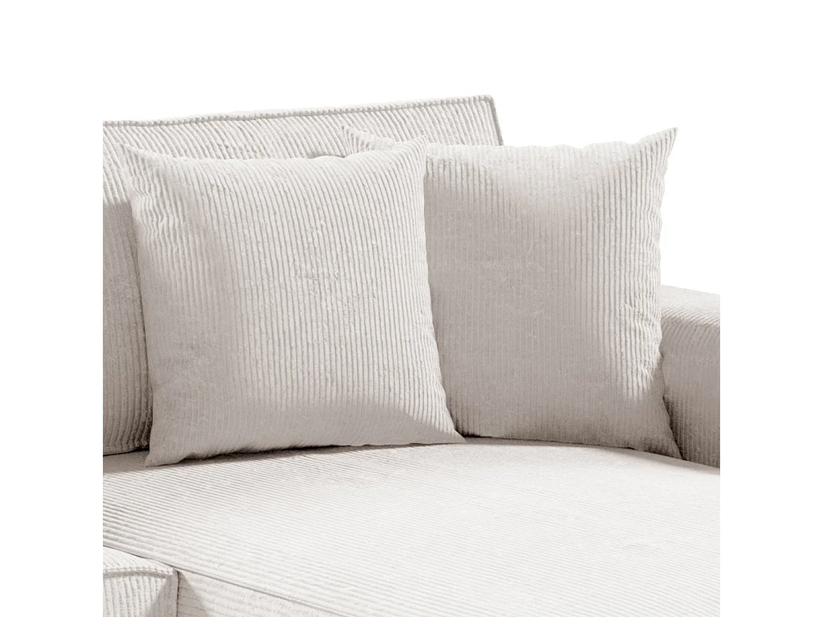 Canapé d'angle convertible 4 places en velours blanc casse ISAAC