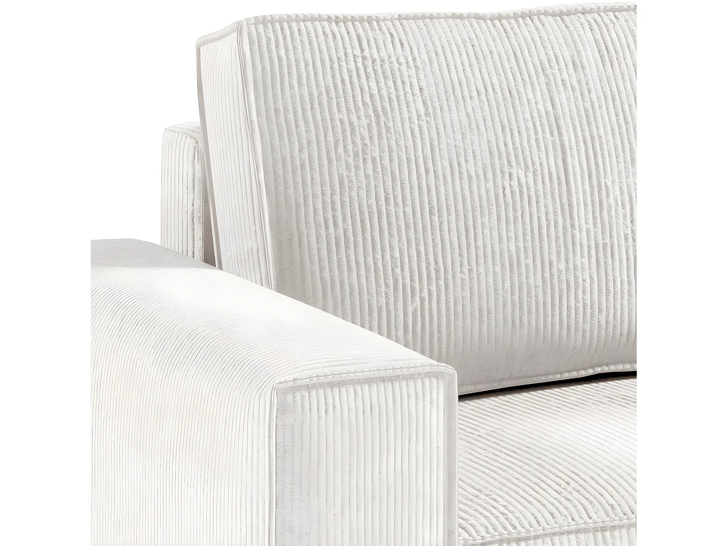 Canapé d'angle réversible et convertible 4 places avec coffre Isaac velours côtelé Blanc Cassé