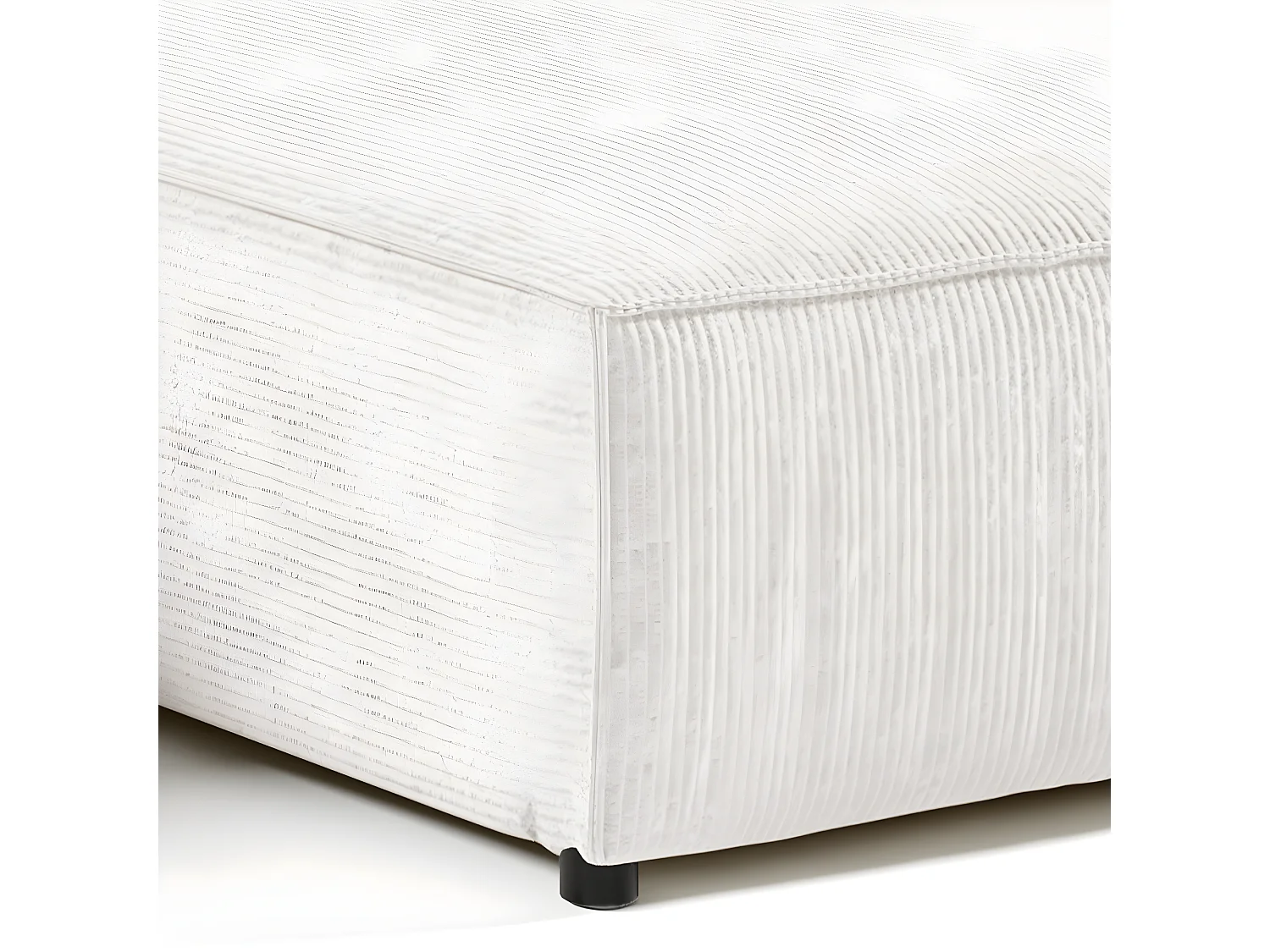 Canapé d'angle réversible et convertible 4 places avec coffre Isaac velours côtelé Blanc Cassé