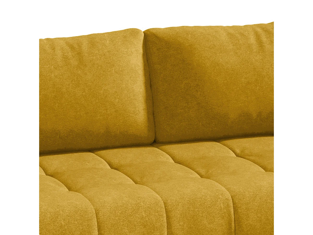 Canapé d'angle convertible 5 places avec coffre en tissu jaune