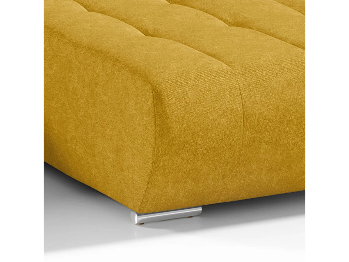 Canapé d'angle convertible 5 places avec coffre en tissu jaune