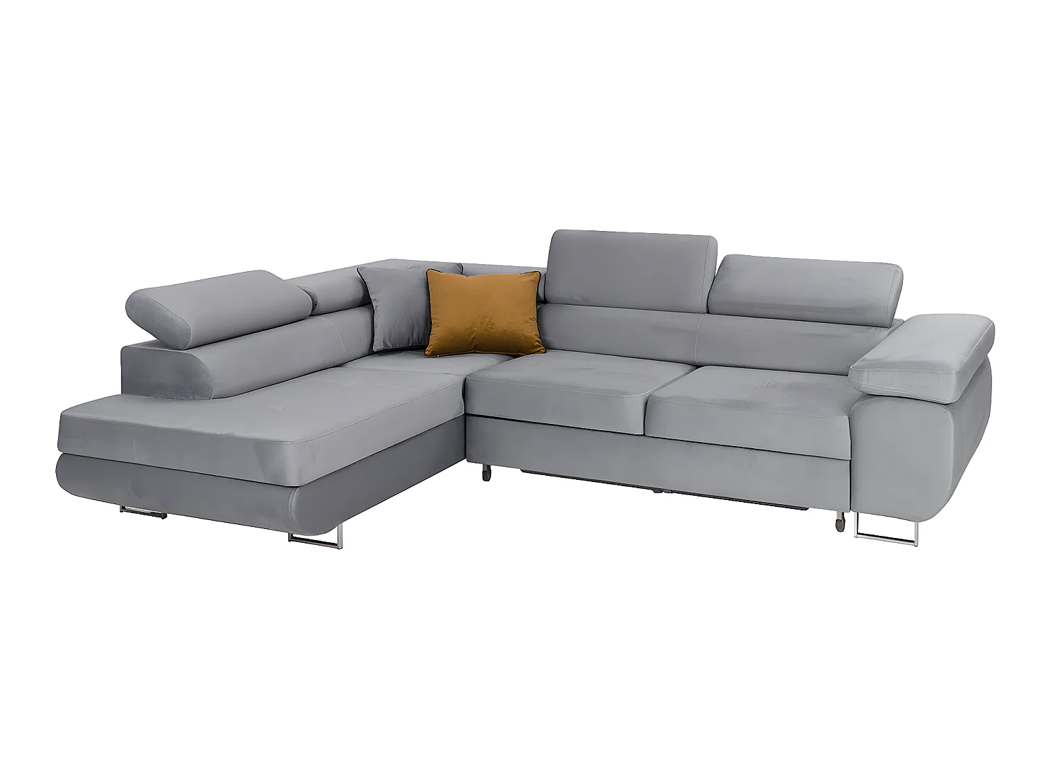 Canapé d'angle convertible gauche 4 places Wilson velours Gris