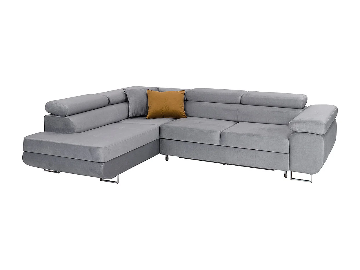 Canapé d'angle convertible gauche 4 places Wilson velours Gris