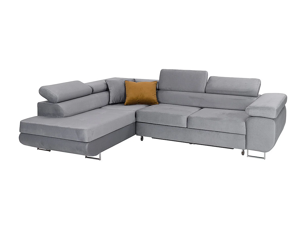 Canapé d'angle convertible gauche 4 places Wilson velours Gris
