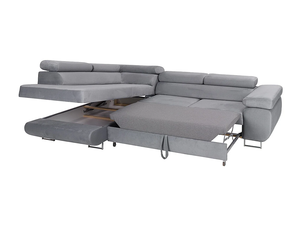 Canapé d'angle convertible gauche 4 places Wilson velours Gris
