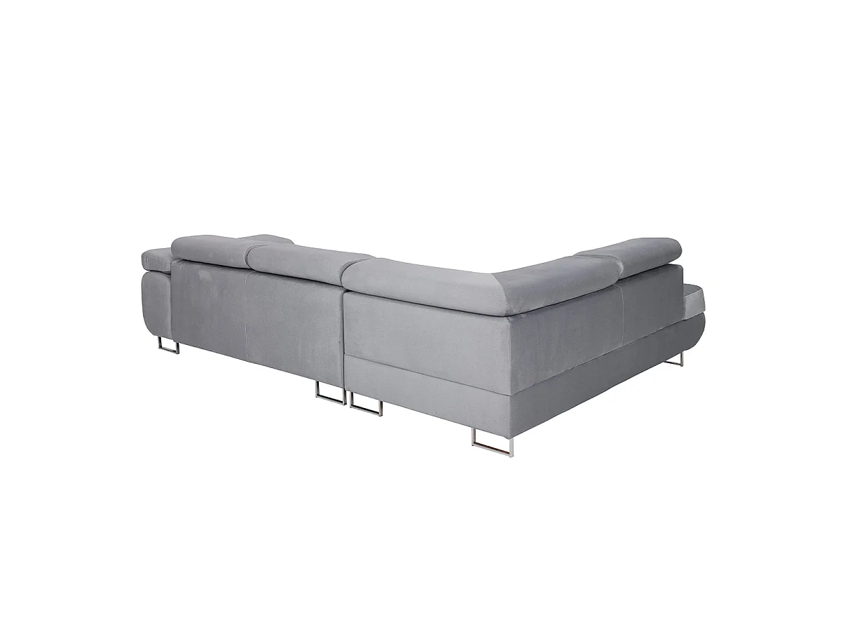 Canapé d'angle convertible 4 places en velours gris WILSON