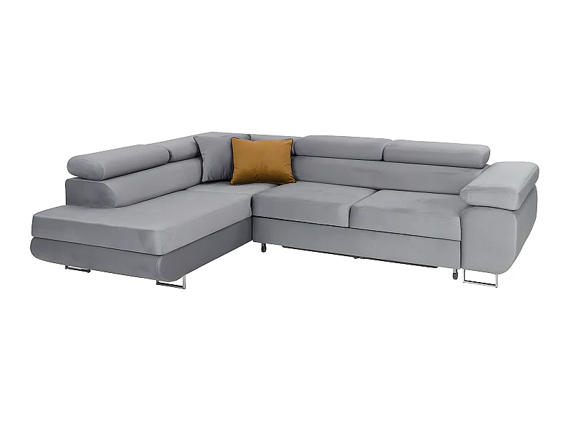 Canapé d'angle convertible gauche 4 places Wilson velours Gris