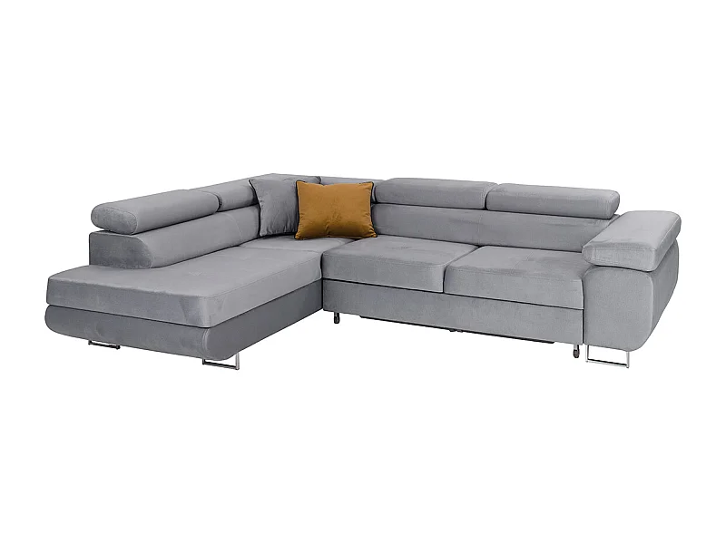 Canapé d'angle convertible gauche 4 places Wilson velours Gris