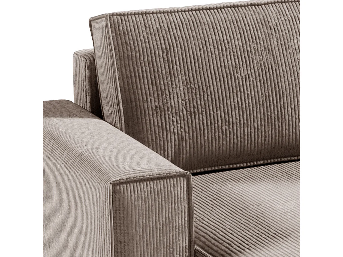 Canapé U 5 places convertible coffre Isaac velours côtelé Taupe