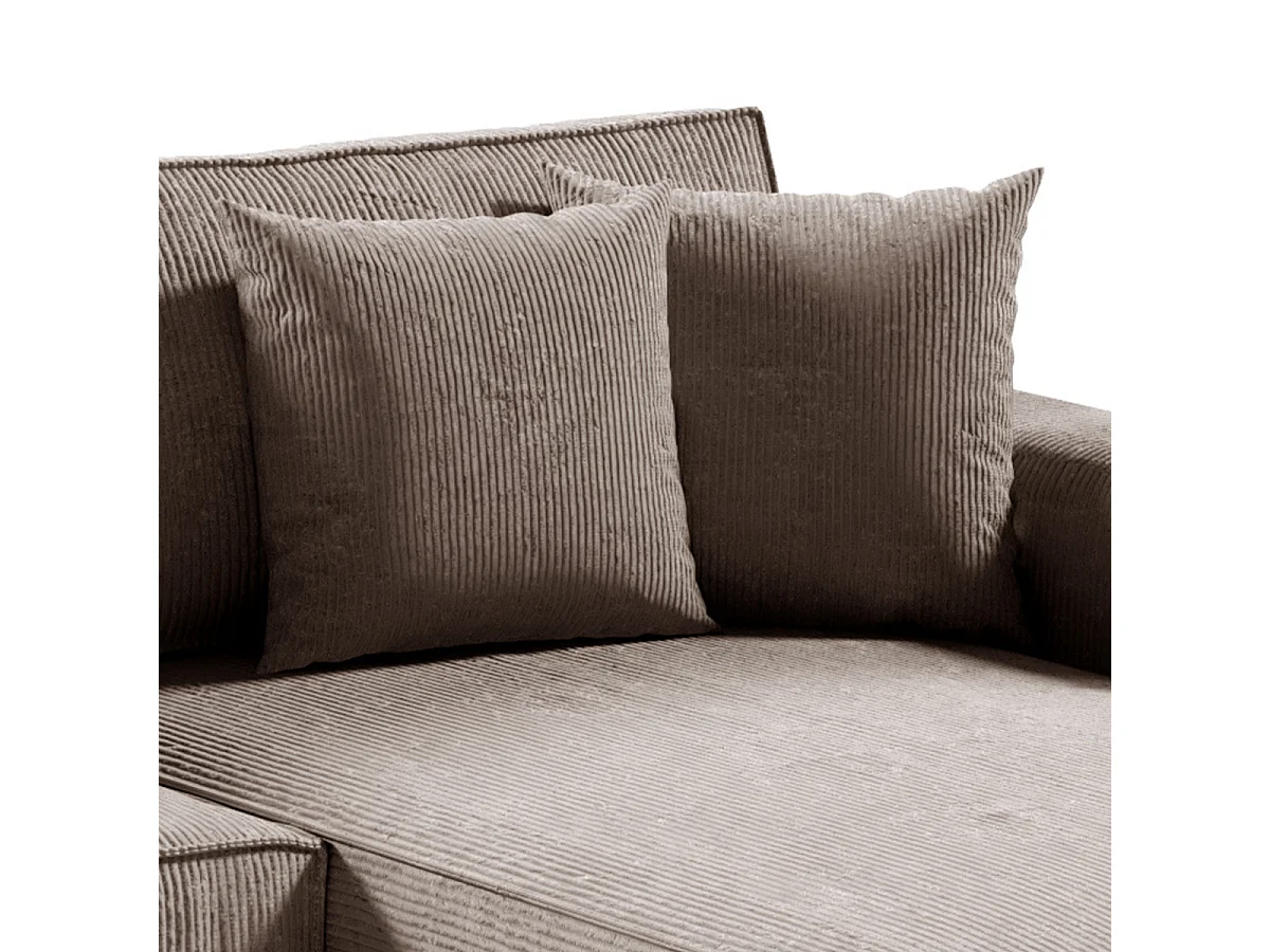Canapé U 5 places convertible coffre Isaac velours côtelé Taupe