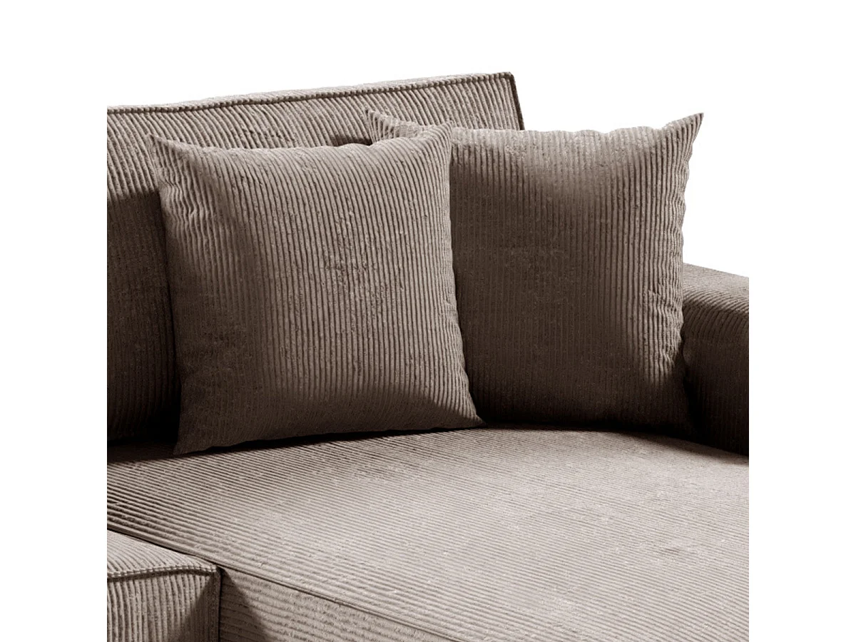 Canapé d'angle convertible 5 places avec coffre en velours taupe
