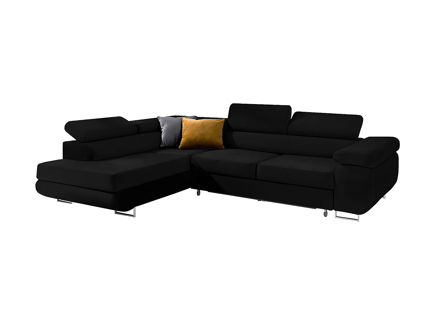 Canapé d'angle convertible gauche 4 places Wilson velours Noir