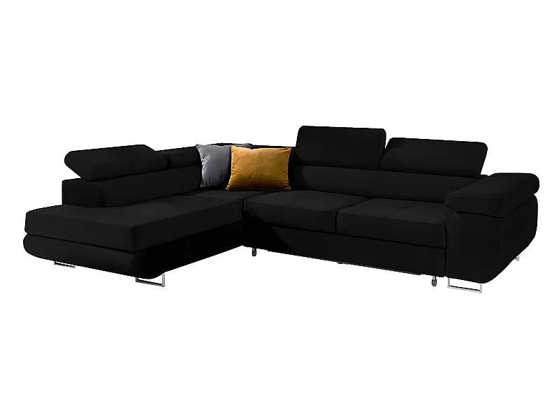 Canapé d'angle convertible gauche 4 places Wilson velours Noir