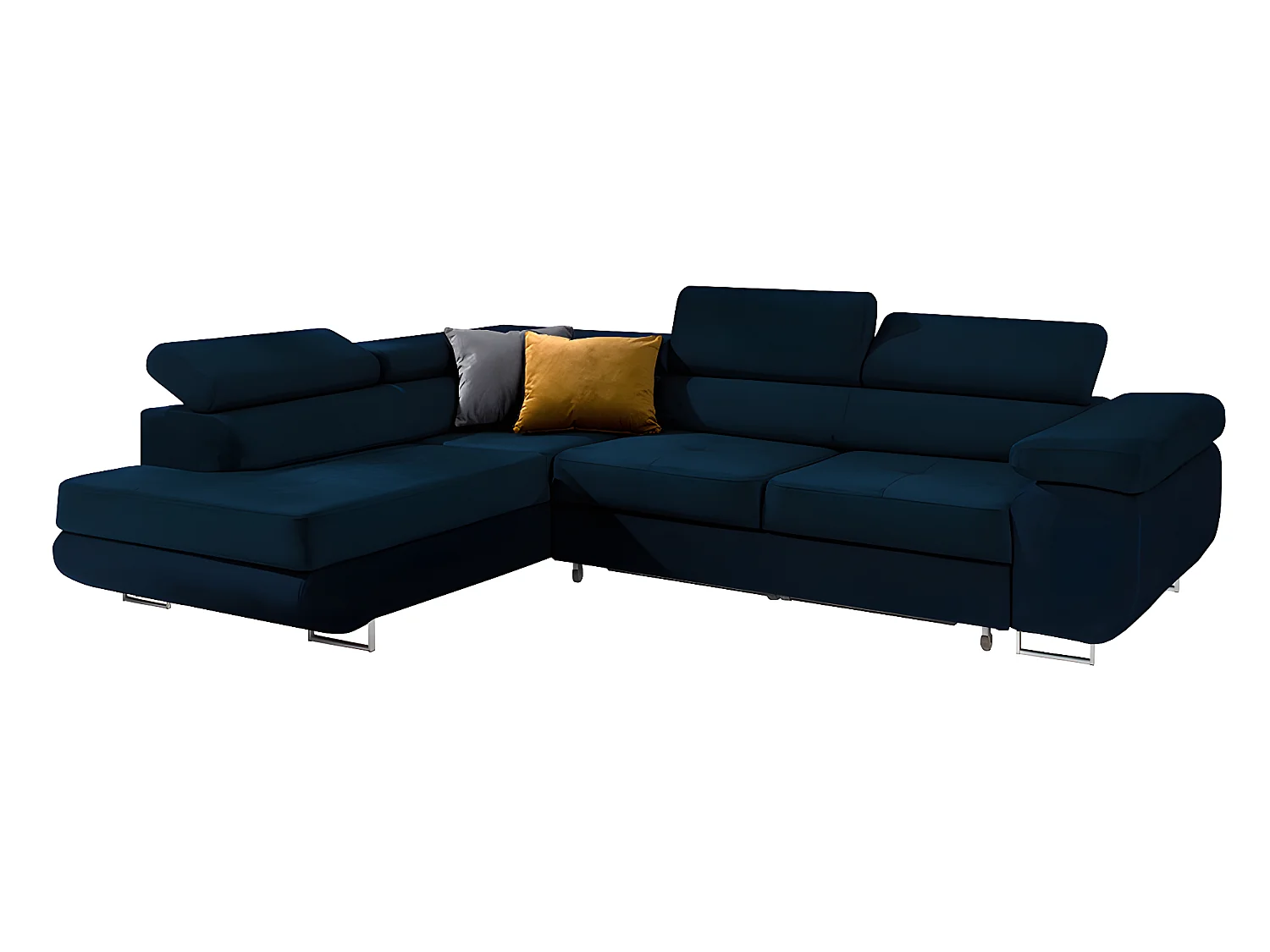 Canapé d'angle convertible gauche 4 places Wilson velours Bleu