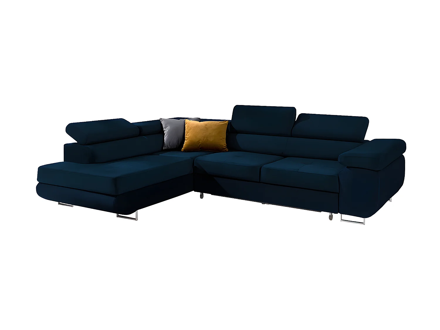 Canapé d'angle convertible gauche 4 places Wilson velours Bleu