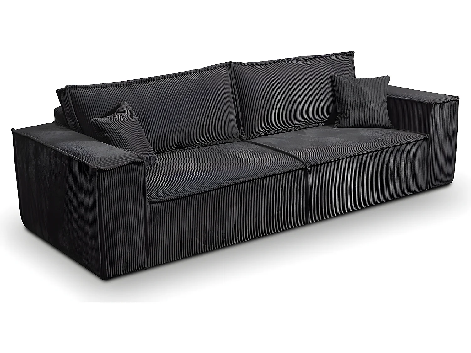 Canapé convertible 4 places avec coffre Isaac velours côtelé Gris foncé