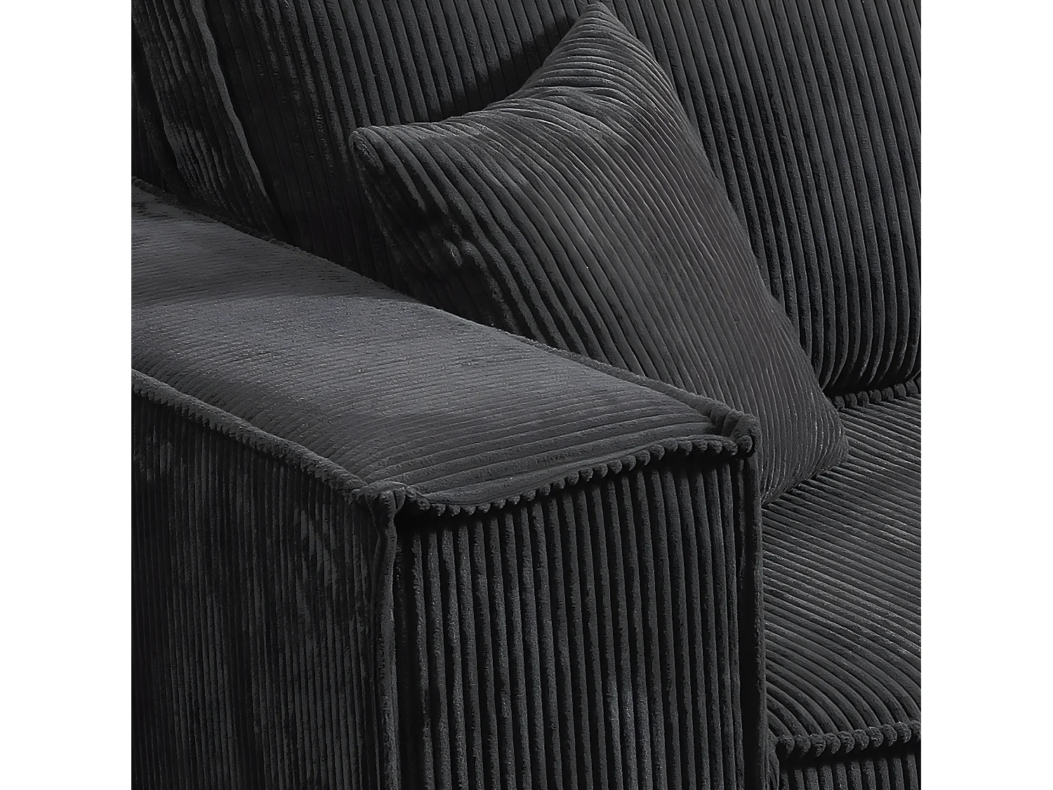 Canapé convertible 4 places avec coffre Isaac velours côtelé Gris foncé