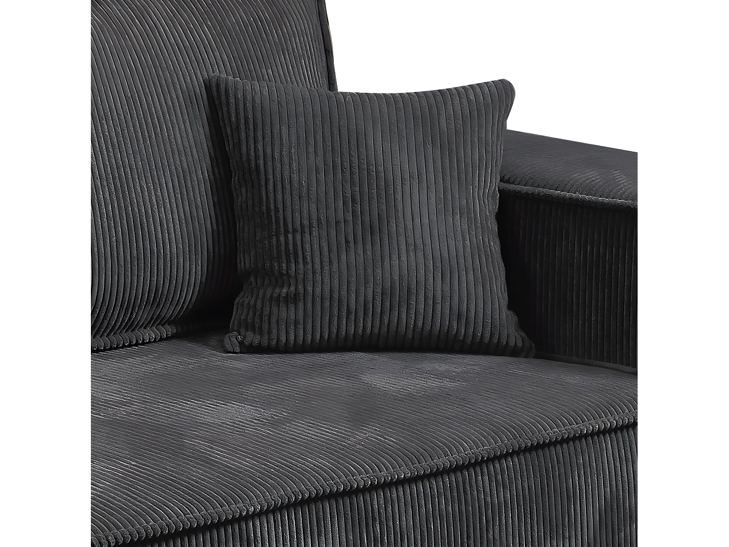 Canapé convertible 4 places avec coffre Isaac velours côtelé Gris foncé