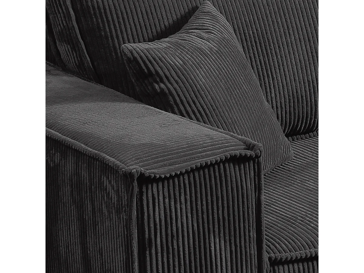 Canapé convertible 4 places avec coffre Isaac velours côtelé Gris foncé