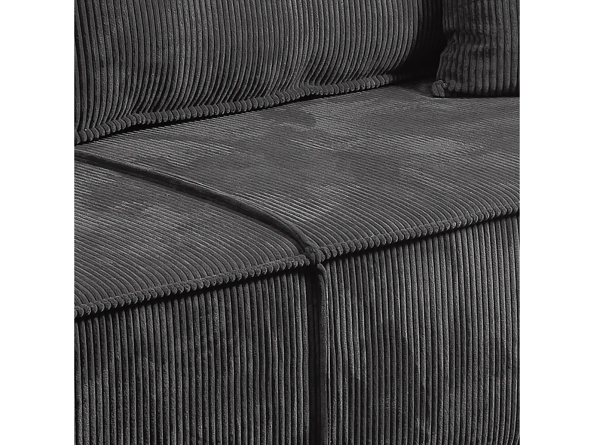Canapé convertible 4 places avec coffre Isaac velours côtelé Gris foncé