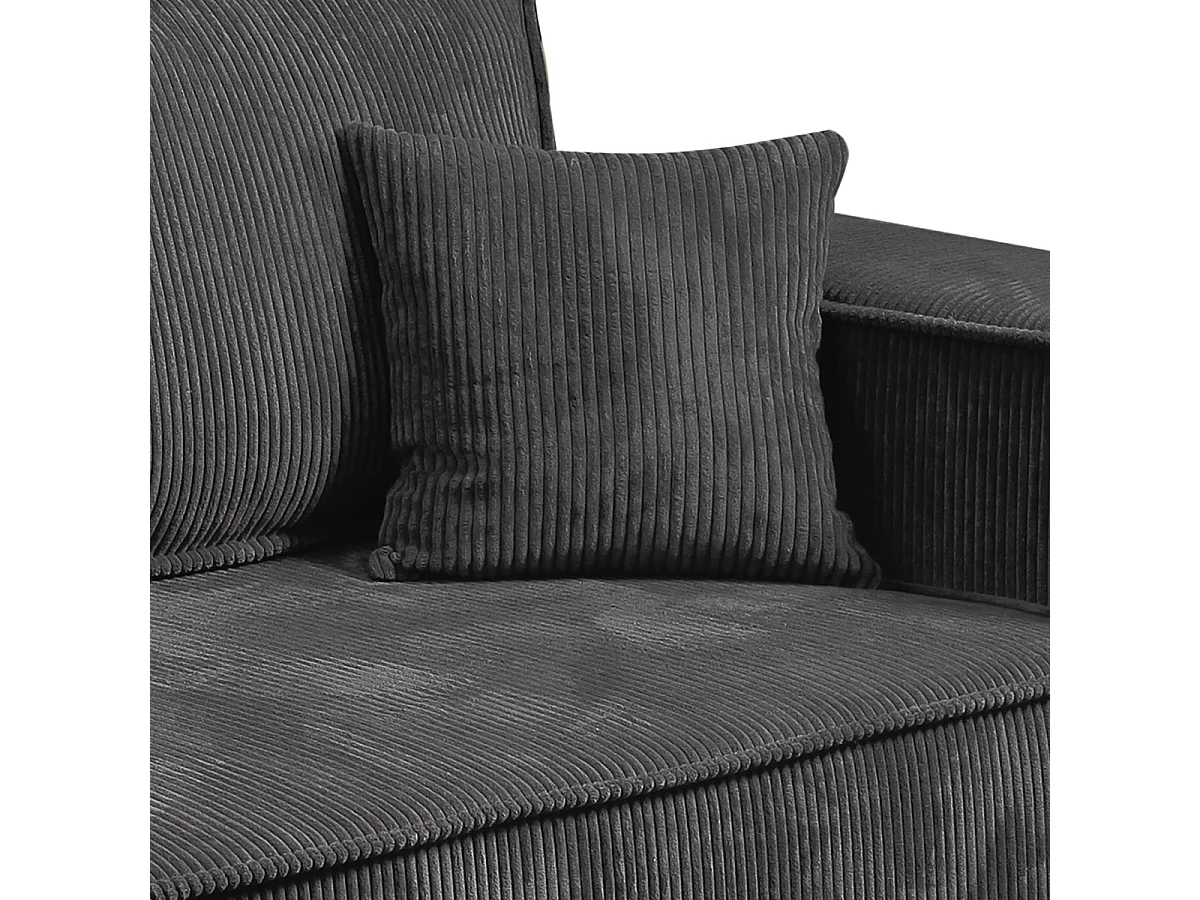 Canapé convertible 4 places avec coffre Isaac velours côtelé Gris foncé