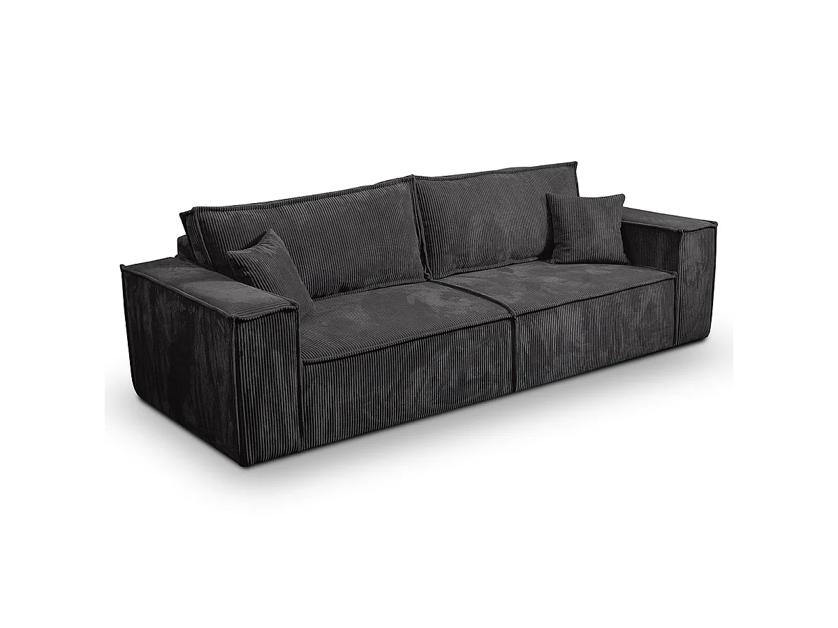 Canapé convertible 4 places avec coffre en velours gris foncé