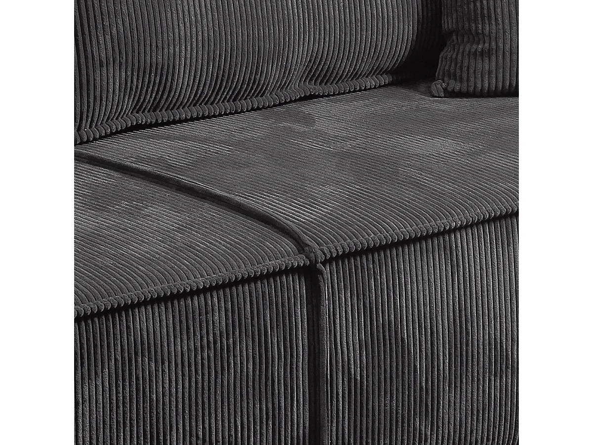 Canapé convertible 4 places avec coffre en velours gris foncé