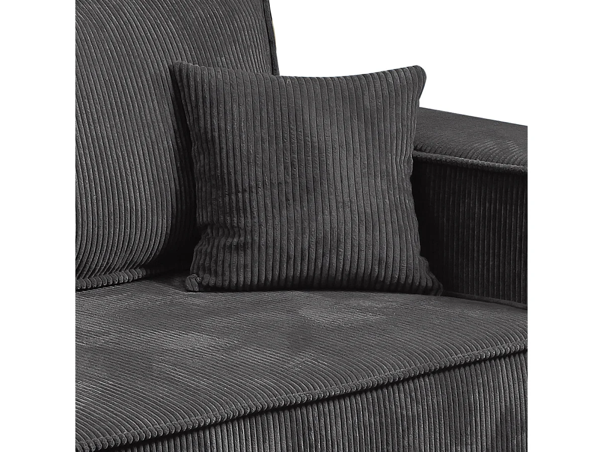 Canapé convertible 4 places avec coffre en velours gris foncé