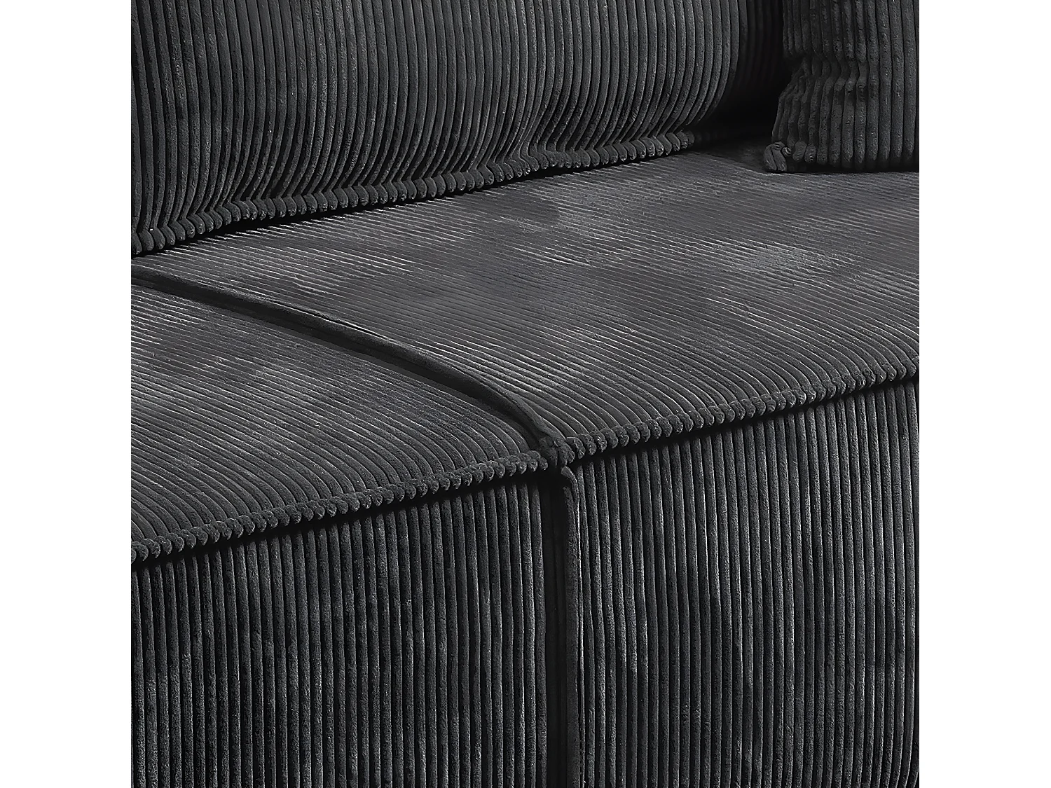 Canapé convertible 4 places avec coffre Isaac velours côtelé Gris foncé