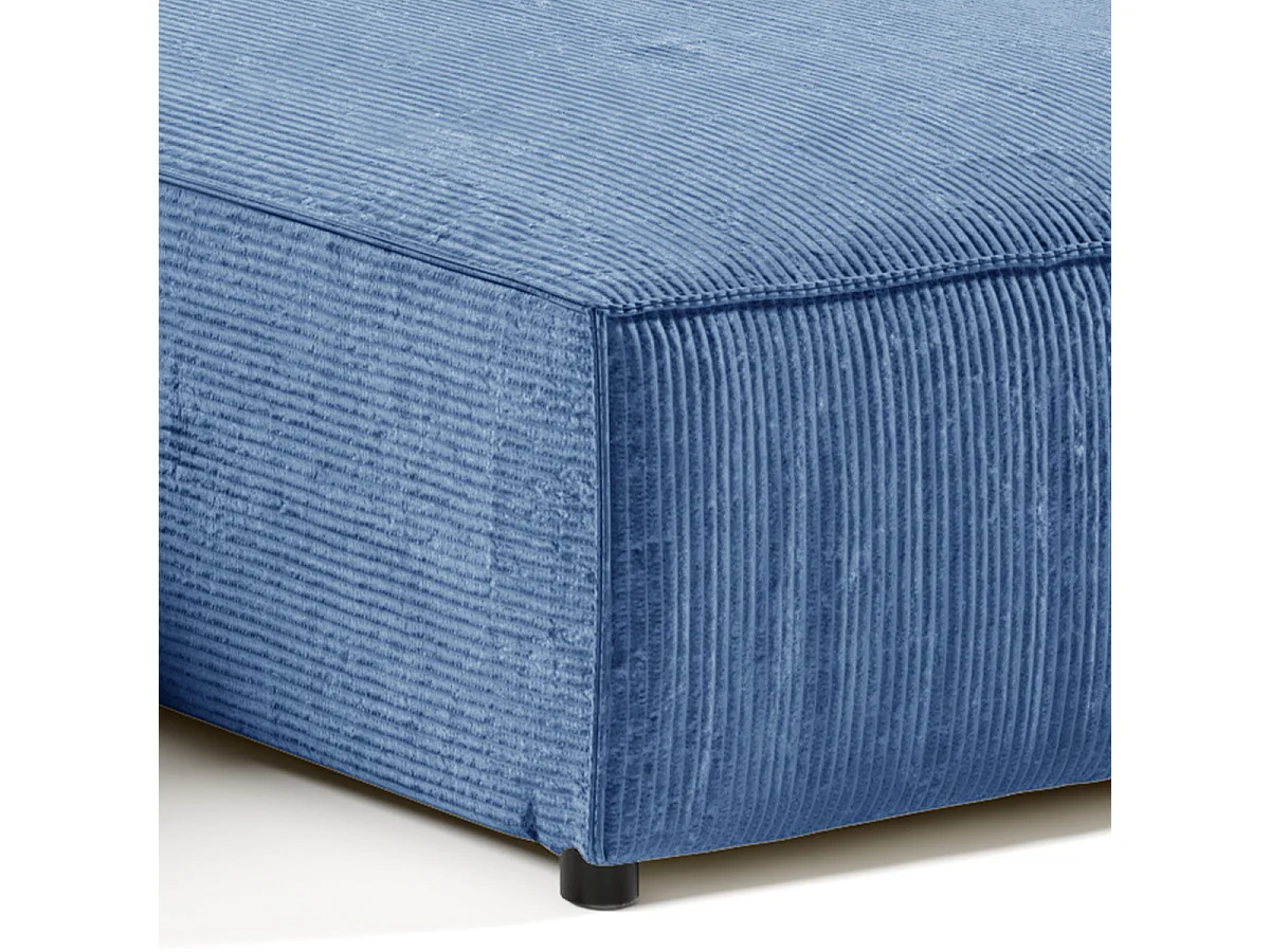 Canapé d'angle réversible et convertible 4 places avec coffre Isaac velours côtelé Bleu