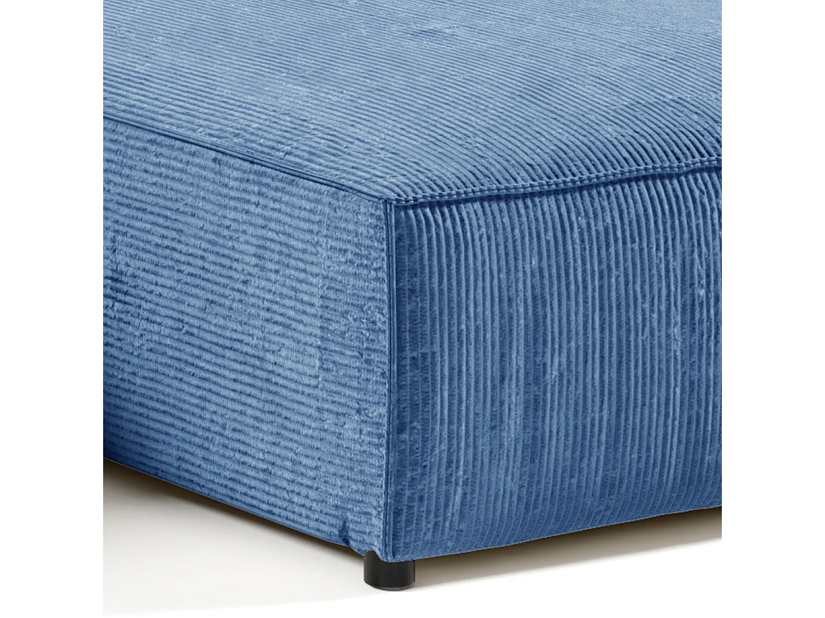 Canapé d'angle convertible 4 places avec coffre en velours bleu