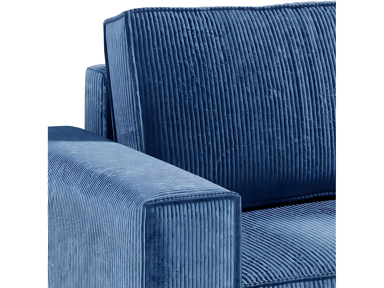 Canapé d'angle réversible et convertible 4 places avec coffre Isaac velours côtelé Bleu