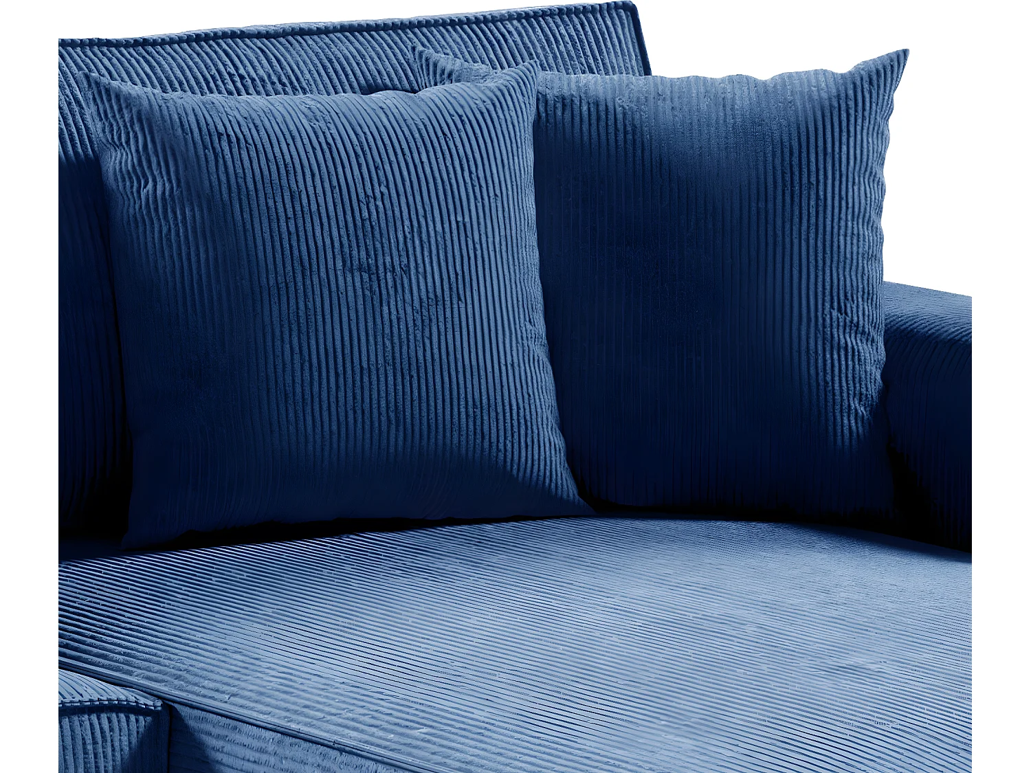 Canapé d'angle réversible et convertible 4 places avec coffre Isaac velours côtelé Bleu