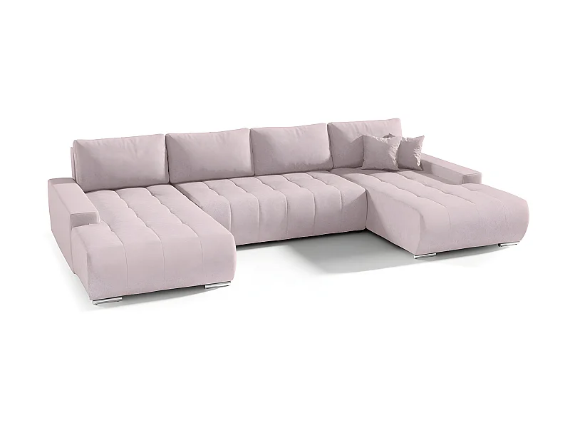 Canapé U 5 places convertible coffre Jonas Rose