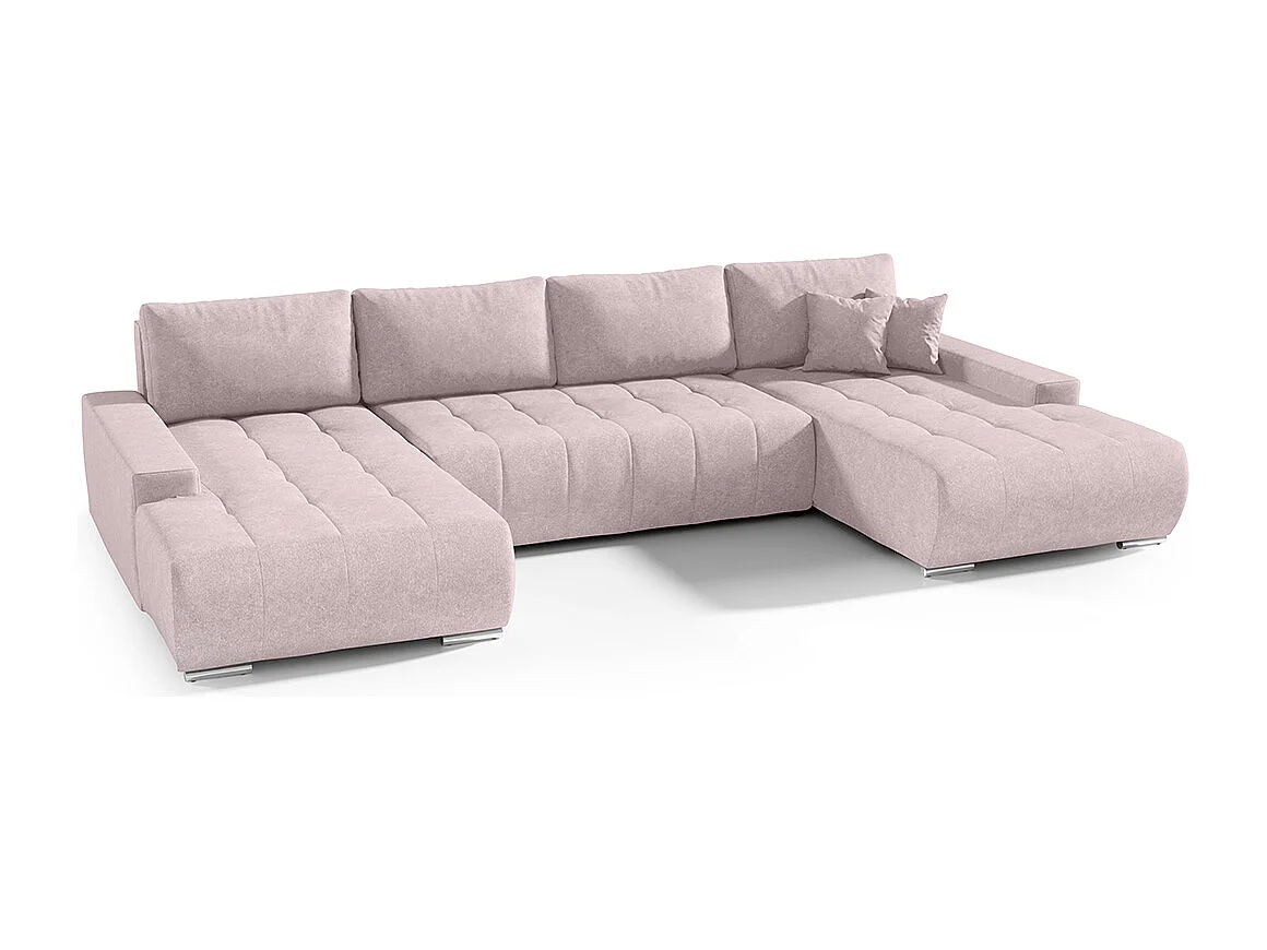 Canapé U 5 places convertible coffre Jonas Rose