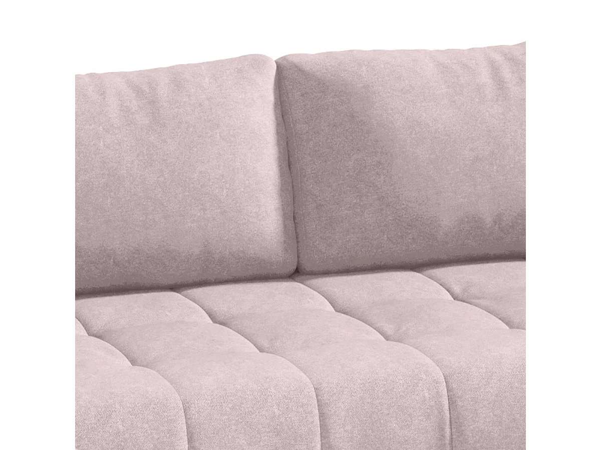 Canapé d'angle convertible 5 places avec coffre en tissu rose
